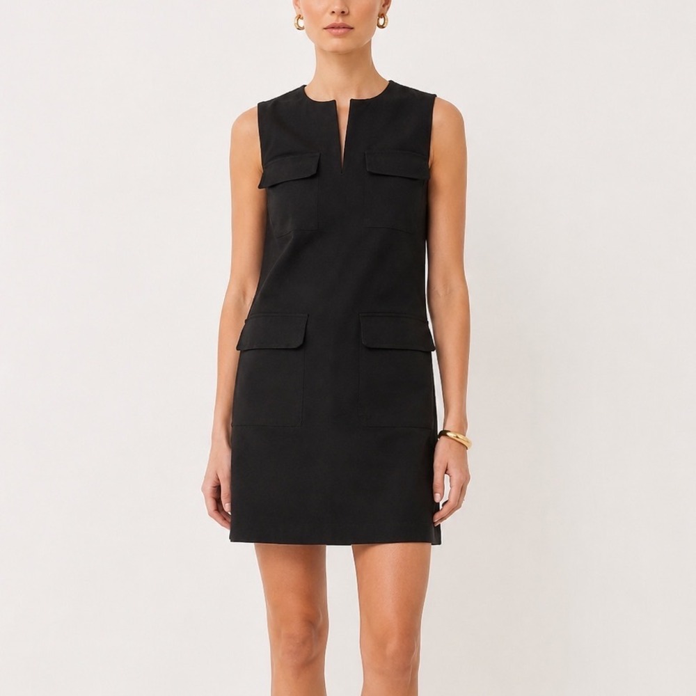 Tuckernuck Sydney Shift Dress Women's XS Black Utility Sleeveless Classic New